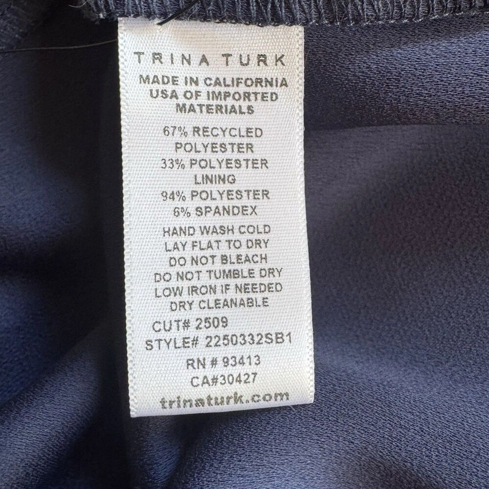 Trina Turk Kaiko Navy Blue Zip Tunic Shirt Dress Womens Size M Roll Tab Coastal - Picture 10 of 14